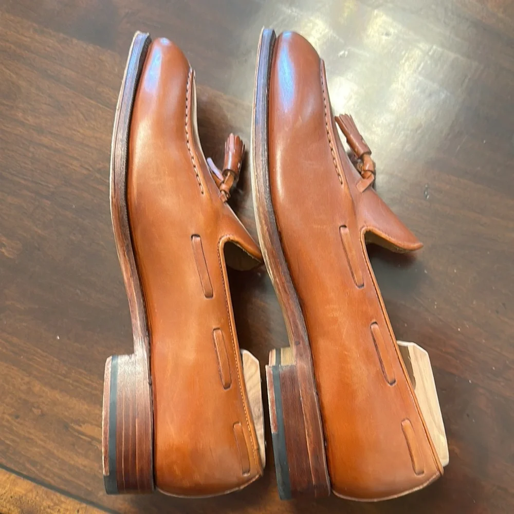 Meermin Tan Leather Tassel Loafers